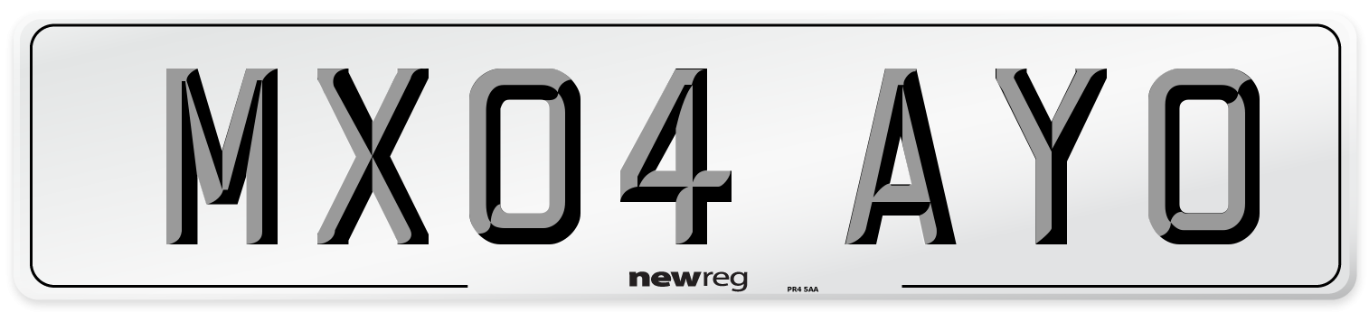 MX04 AYO Number Plate from New Reg